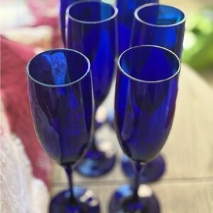 Lower price!!!Elegant Cobalt Blue Champagne Flutes set of 6